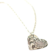 Load image into Gallery viewer, Stamped Southwestern Inspired Heart Pendant // Tooled Leather Style Pendant // Perfect Gift for Cowgirl