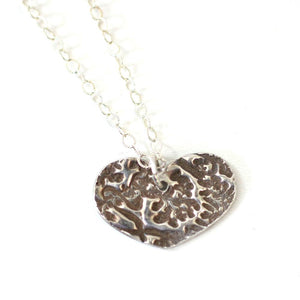 Subtle Textured Heart Pendant // Grunge Style Heart Pendant // Perfect Gift for Her