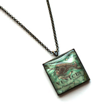 Load image into Gallery viewer, Necklace - Venice Vintage Map Small Square Pendant