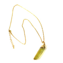 Load image into Gallery viewer, Yellow Raw Aura Crystal Pendant on 18&quot; Long 24k Gold Plated Chain