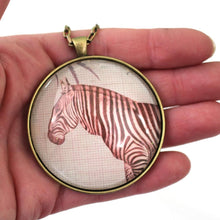 Load image into Gallery viewer, Zebra - Wildlife Pendant on Antique Bronze Chain - Simple Statement Necklace - 30&quot; Long - Papersonal - Clay Space