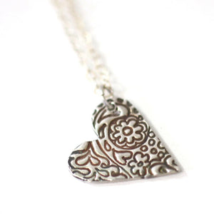Zentangle Heart Pendant // Artistic Style Heart Pendant // Perfect Gift for Her