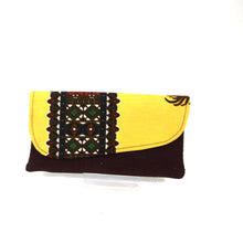 Load image into Gallery viewer, Yellow and Purple Ankara Print Clutch Purse